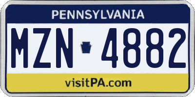 PA license plate MZN4882