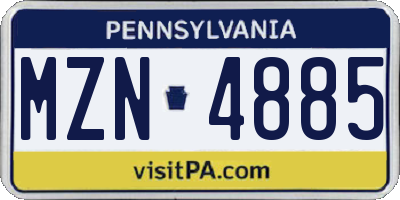 PA license plate MZN4885