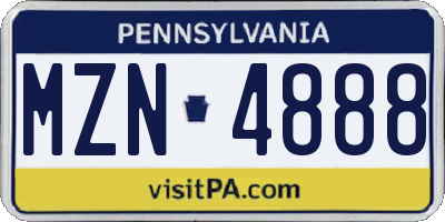 PA license plate MZN4888