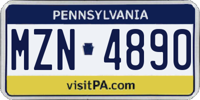PA license plate MZN4890