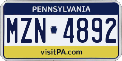 PA license plate MZN4892