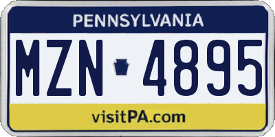 PA license plate MZN4895