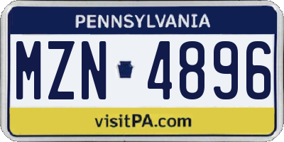 PA license plate MZN4896
