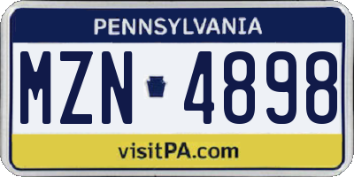 PA license plate MZN4898
