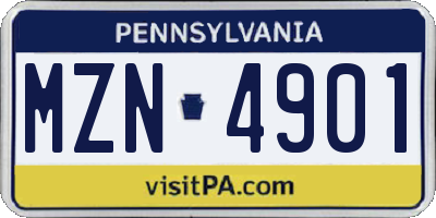 PA license plate MZN4901