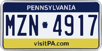 PA license plate MZN4917