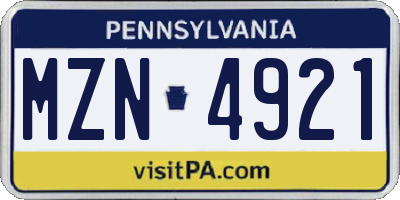 PA license plate MZN4921