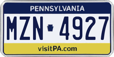 PA license plate MZN4927