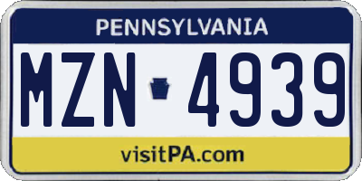 PA license plate MZN4939