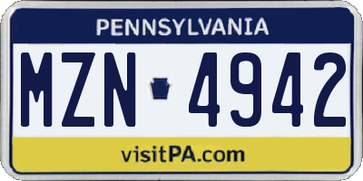 PA license plate MZN4942
