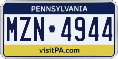 PA license plate MZN4944