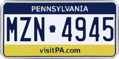 PA license plate MZN4945