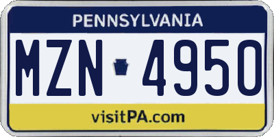 PA license plate MZN4950