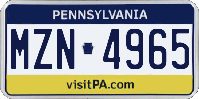PA license plate MZN4965