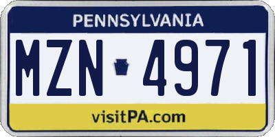 PA license plate MZN4971
