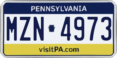 PA license plate MZN4973