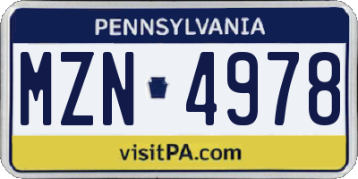 PA license plate MZN4978