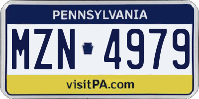 PA license plate MZN4979