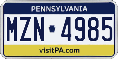 PA license plate MZN4985