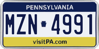 PA license plate MZN4991