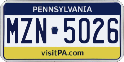 PA license plate MZN5026