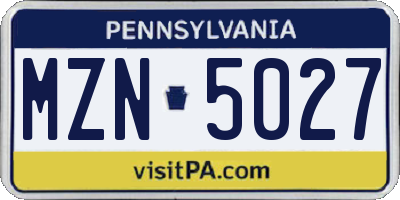 PA license plate MZN5027