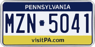 PA license plate MZN5041