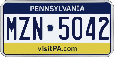 PA license plate MZN5042