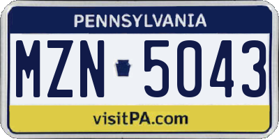 PA license plate MZN5043
