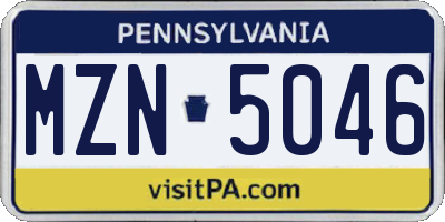 PA license plate MZN5046