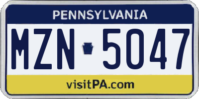 PA license plate MZN5047