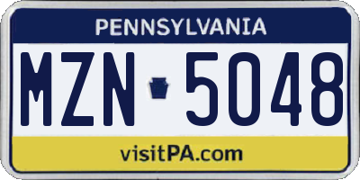 PA license plate MZN5048