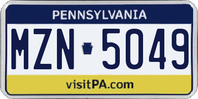 PA license plate MZN5049