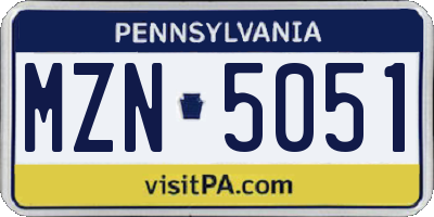 PA license plate MZN5051