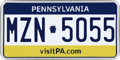 PA license plate MZN5055