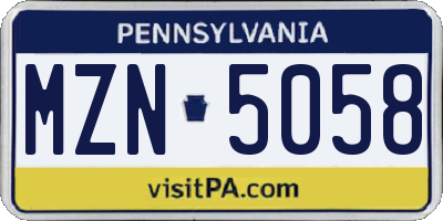 PA license plate MZN5058