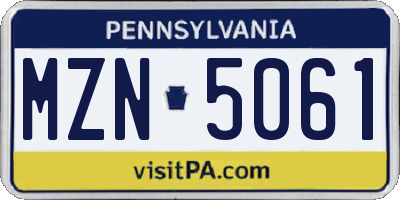 PA license plate MZN5061
