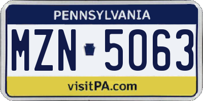 PA license plate MZN5063