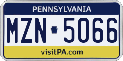 PA license plate MZN5066