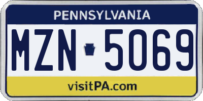 PA license plate MZN5069