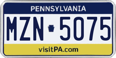 PA license plate MZN5075