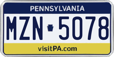 PA license plate MZN5078