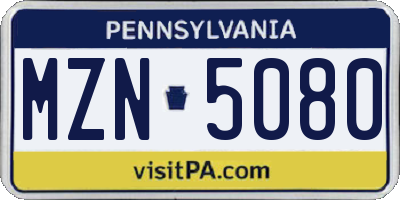 PA license plate MZN5080