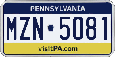 PA license plate MZN5081