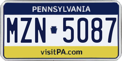 PA license plate MZN5087