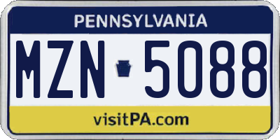 PA license plate MZN5088