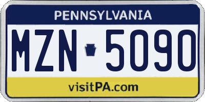 PA license plate MZN5090