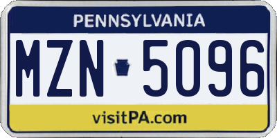 PA license plate MZN5096