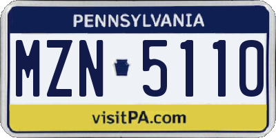 PA license plate MZN5110