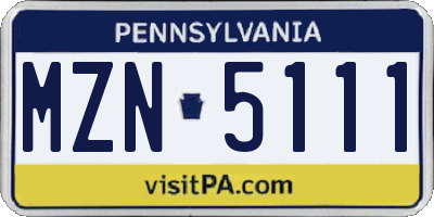 PA license plate MZN5111